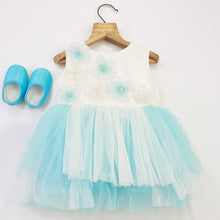 Load image into Gallery viewer, Blue Flower Embellished Dress With Booties
