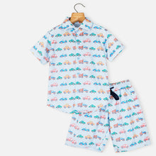 Load image into Gallery viewer, Blue Vehicle Theme Shirt With Shorts Co-Ord Set
