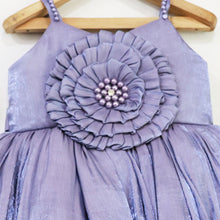 Load image into Gallery viewer, Lavender &amp; Purple Flower Embellished Dress With Booties &amp; Headband
