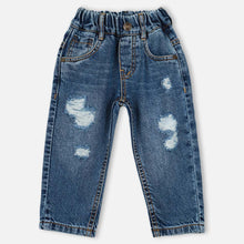 Load image into Gallery viewer, Distressed Elasticated Waist Jeans- Light &amp; Dark Blue
