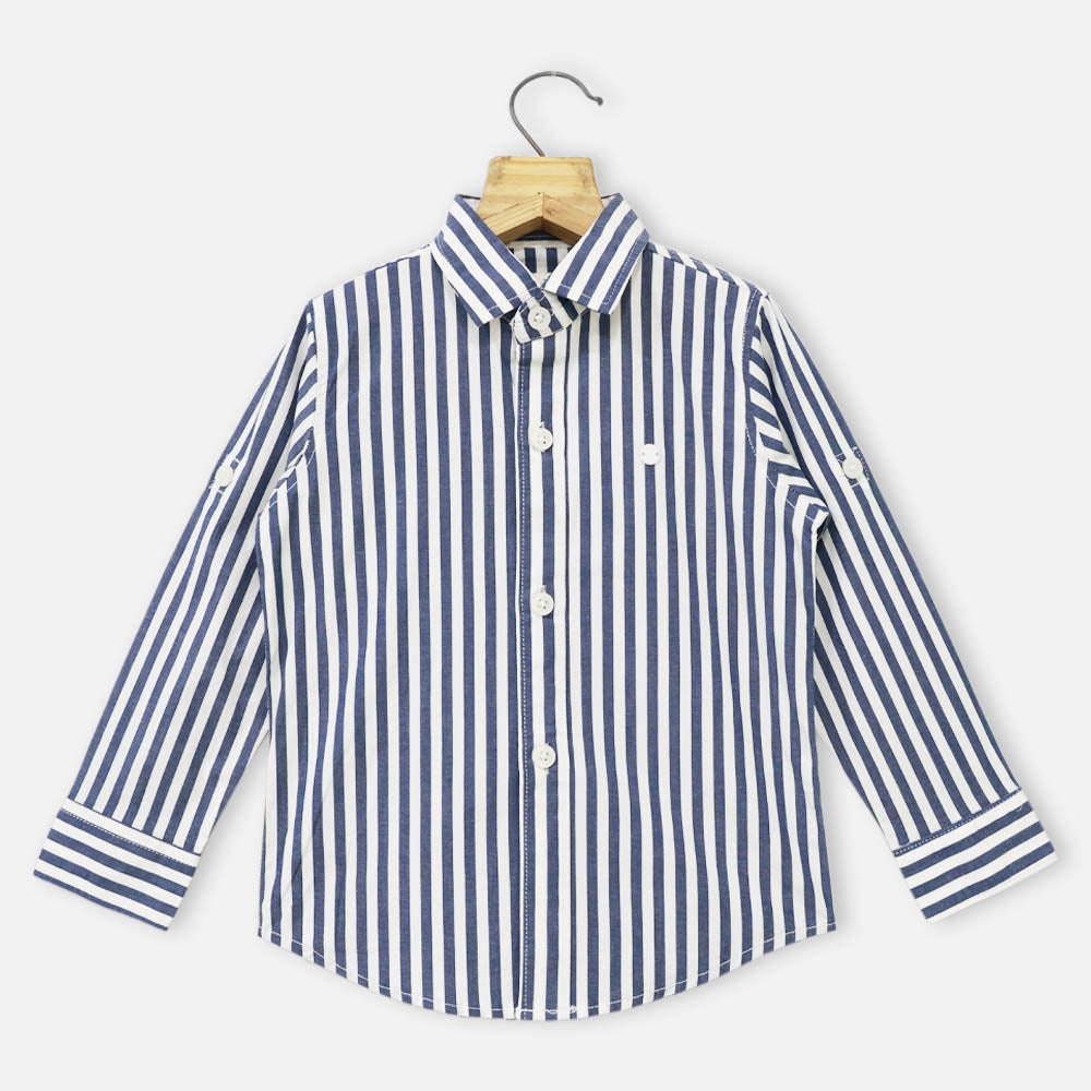 White Striped Printed Shirt