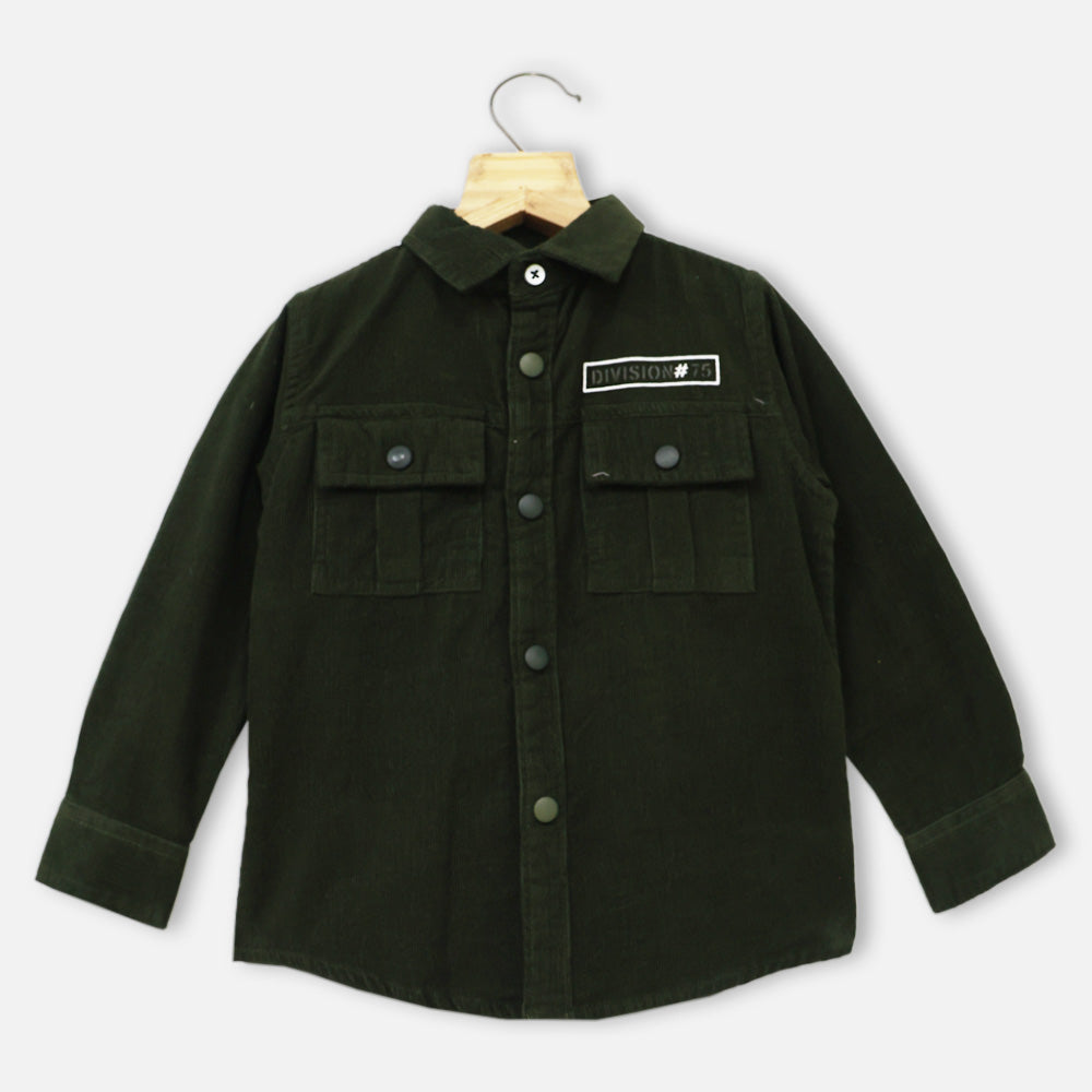 Blue & Green Full Sleeves Corduroy Shirt