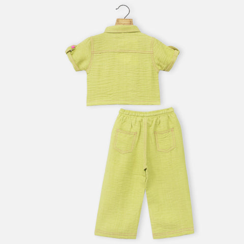 Green Top With Pant Co-Ord Set