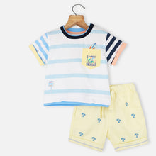 Load image into Gallery viewer, White Striped T-Shirt With Yellow Shorts
