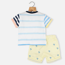 Load image into Gallery viewer, White Striped T-Shirt With Yellow Shorts
