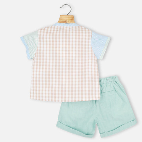 Checked Cotton Shirt With Shorts