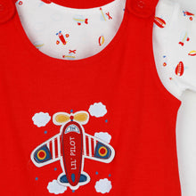 Load image into Gallery viewer, Red Airplane Romper Dungaree With T-Shirt
