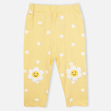 Load image into Gallery viewer, Yellow &amp; Blue Floral Printed Leggings
