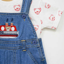 Load image into Gallery viewer, Blue Denim Dungaree With Half Sleeves White T-Shirt
