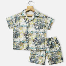 Load image into Gallery viewer, Grey Abstract Printed Shirt With Shorts Co-Ord Set
