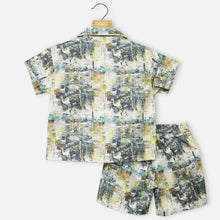 Load image into Gallery viewer, Grey Abstract Printed Shirt With Shorts Co-Ord Set
