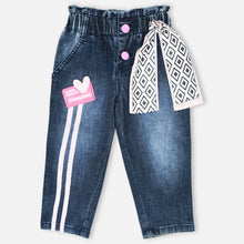 Load image into Gallery viewer, Blue Embellished Denim Pant
