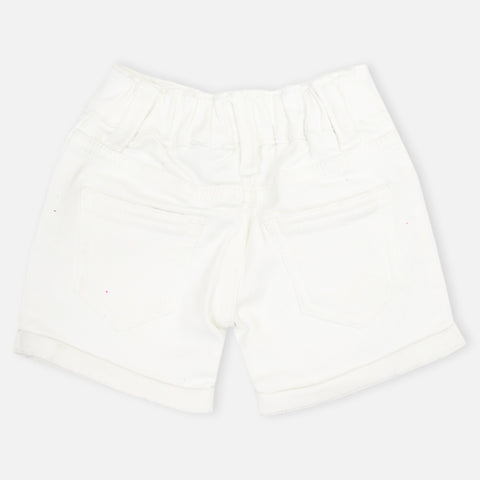 White Painted Denim Shorts