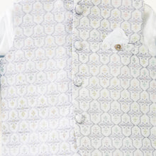 Load image into Gallery viewer, Blue Embroidered Nehru Jacket With Kurta &amp; Pajama
