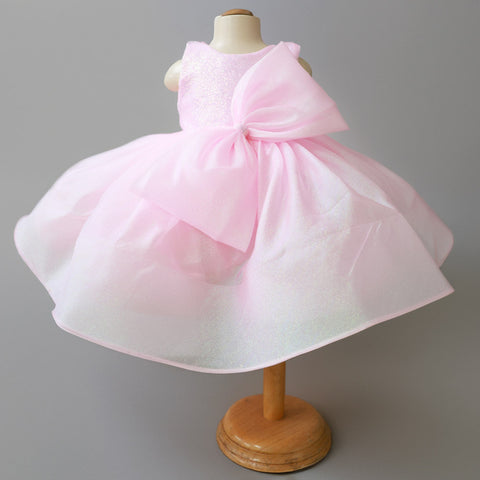 Pink Bow Embellished Sleeveless Party Dress