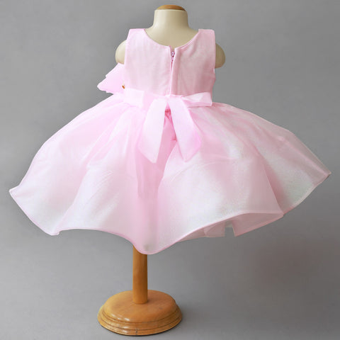 Pink Bow Embellished Sleeveless Party Dress