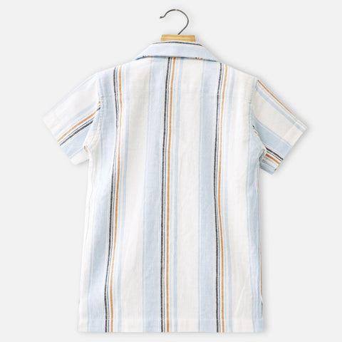White Striped Half Sleeves Shirt