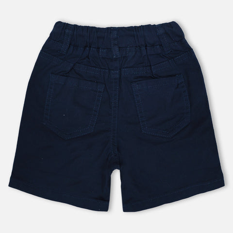 Navy Blue Elasticated Waist Cotton Shorts