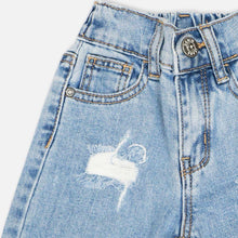 Load image into Gallery viewer, Blue Distressed Wide Leg Denim Jeans
