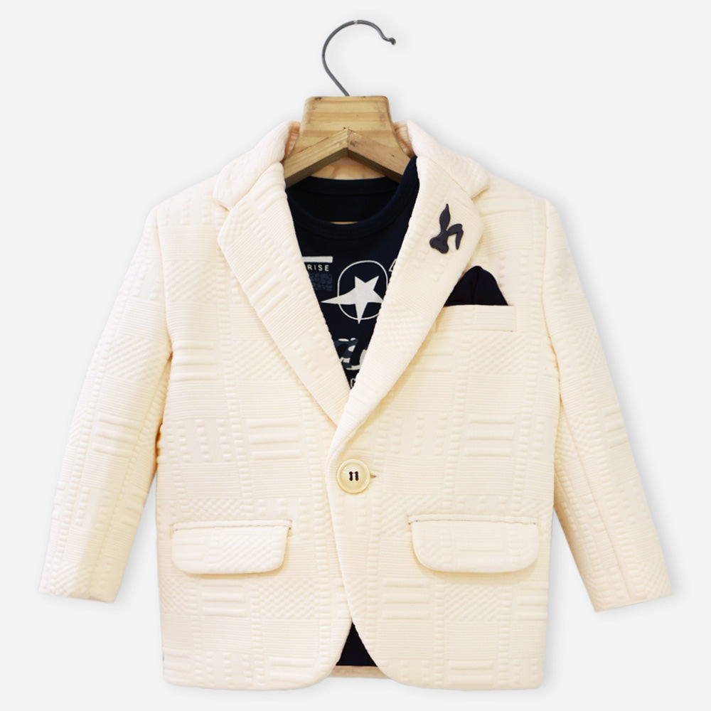 Ivory Blazer With Navy Blue T-Shirt