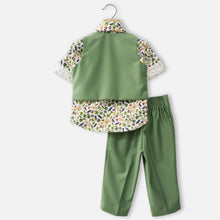 Load image into Gallery viewer, Green Waistcoat With Tropical Shirt &amp; Pant
