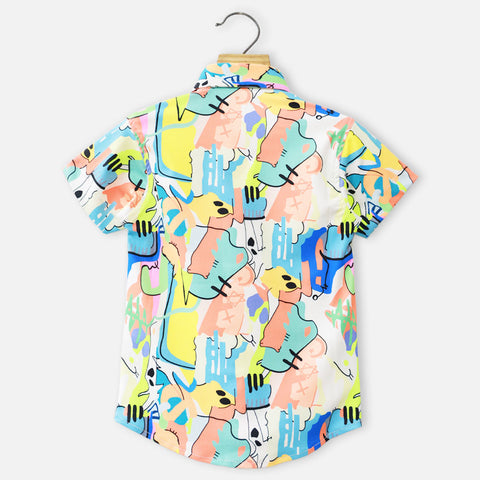 Colorful Abstarct Printed Half Sleeves Shirt