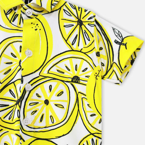 Yellow Lemon Theme Half Sleeves Shirt