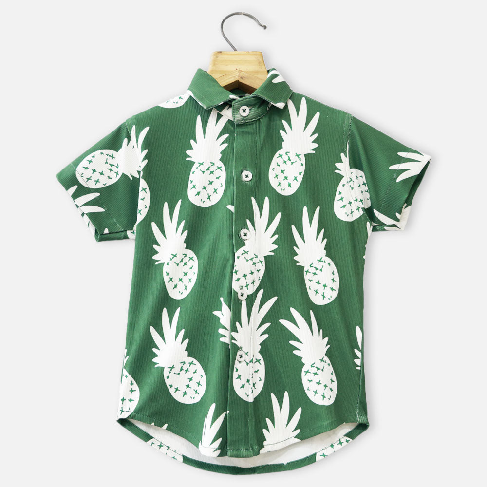 Green Pineapple Theme Half Sleeves Shirt