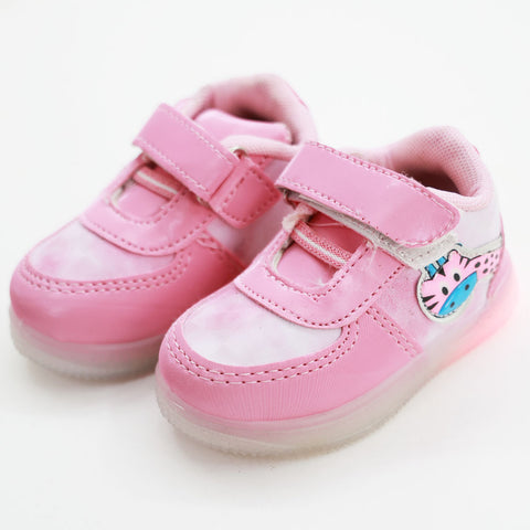 Pink Velcro Closure Sneakers & LED Light-Up