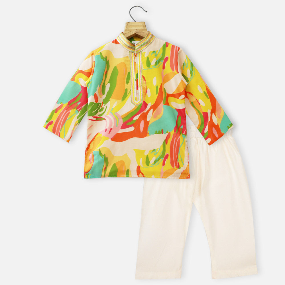 Colorful Abstarct Printed Kurta With Pajama