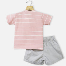 Load image into Gallery viewer, Pink Striped T-Shirt With Shorts Set
