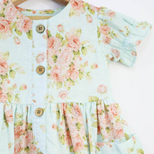 Load image into Gallery viewer, Blue Floral Cotton Linen Dress
