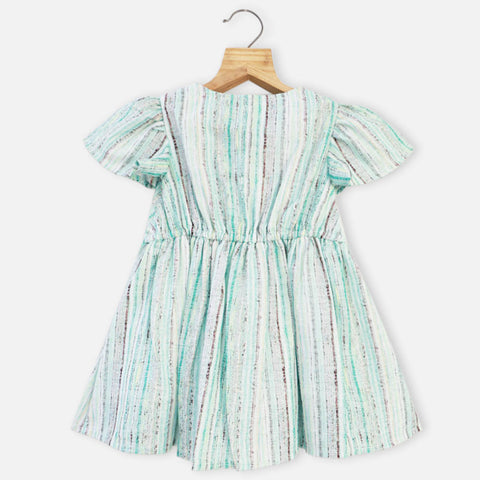 Blue Striped Cotton Linen Dress