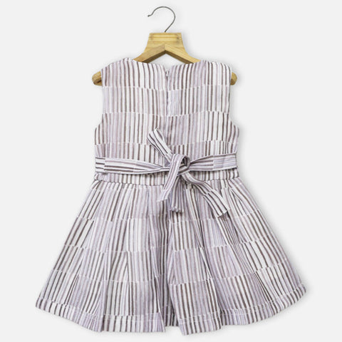 Grey Striped Sleeveless Dress