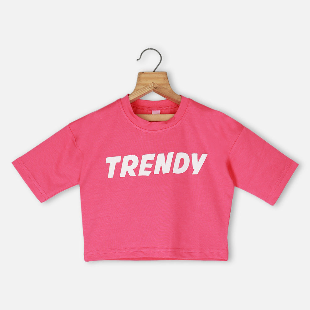 Oversized Half Sleeves T-Shirt-Orange, Black & Pink