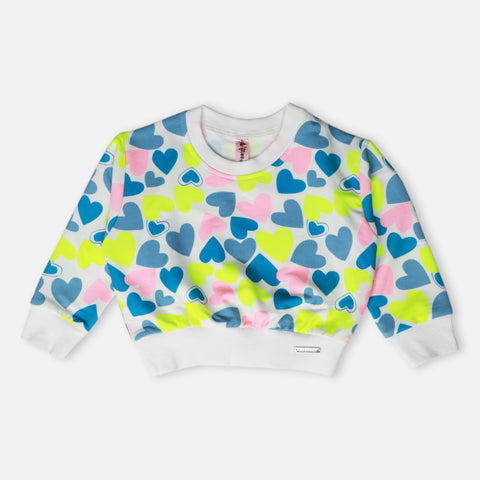Colorful Heart Printed Full Sleeves Top