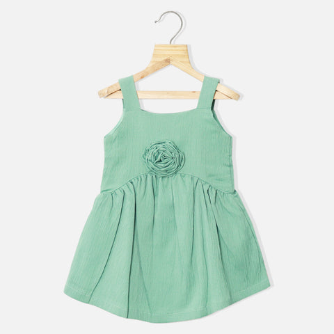 Pink & Green Gathered Waist Sleeveless Dress