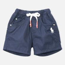 Load image into Gallery viewer, Navy Blue Solid Regular Fit Cotton Shorts
