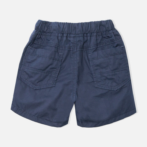 Navy Blue Solid Regular Fit Cotton Shorts