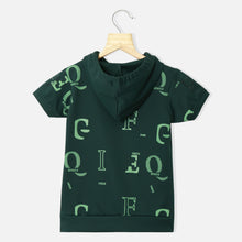 Load image into Gallery viewer, Navy &amp; Green Embellished Hooded T-Shirt
