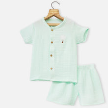 Load image into Gallery viewer, Blue Shirt With Shorts Muslin Co-Ord Set
