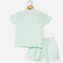 Load image into Gallery viewer, Blue Shirt With Shorts Muslin Co-Ord Set
