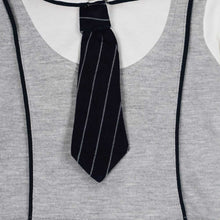 Load image into Gallery viewer, Grey Full Sleeves T-Shirt With Attached Tie &amp; Blue Striped Pants

