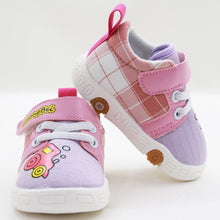 Load image into Gallery viewer, Purple Checked Velcro Closure Chu Chu Music Shoes
