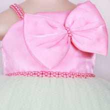 Load image into Gallery viewer, Pink Bow Embellished Net Party Dress With Detachable Tail
