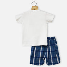 Load image into Gallery viewer, White T-Shirt With Attached Blue Striped Waistcoat &amp; Shorts
