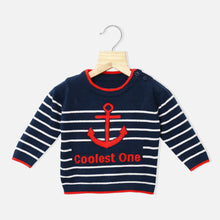Load image into Gallery viewer, Blue Striped Full Sleeves Sweaters With Anchor Bottom
