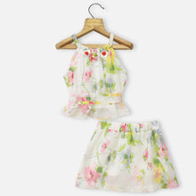 Load image into Gallery viewer, Floral Halter Neck Crop Top With Skirt Co-Ord Set
