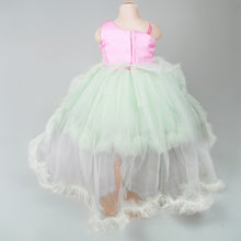 Load image into Gallery viewer, Pink Bow Embellished Net Party Dress With Detachable Tail
