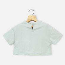 Load image into Gallery viewer, Embellished Short Sleeves Top- Black &amp; Mint
